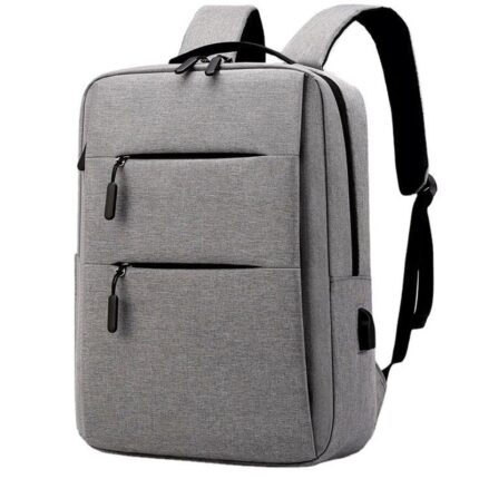 Custom Sleek Gray Business Backpack with USB Port