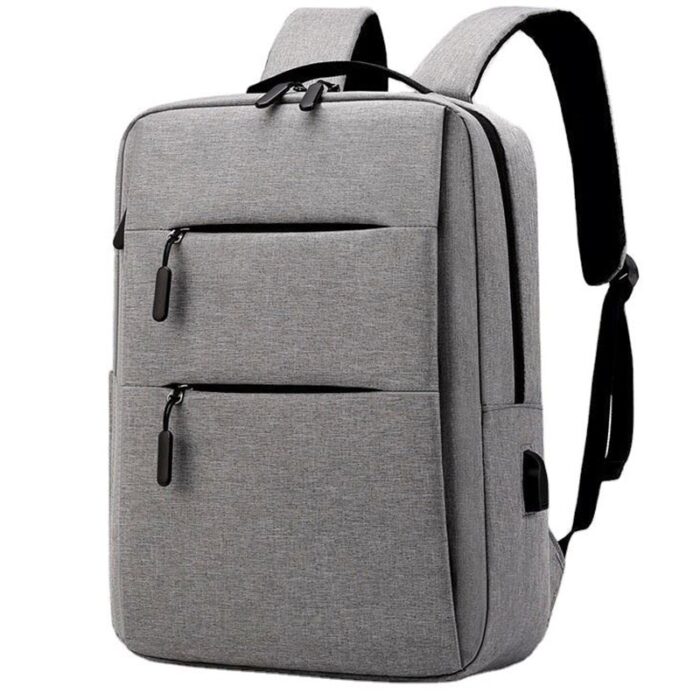 Custom Sleek Gray Business Backpack with USB Port