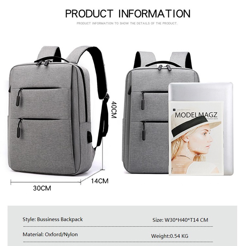 Custom Sleek Gray Business Backpack with USB Port