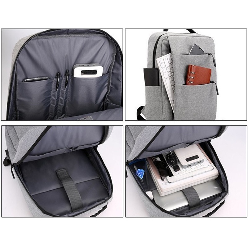 Custom Sleek Gray Business Backpack with USB Port