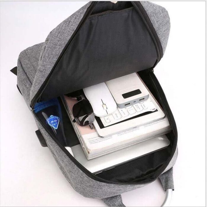 Custom Sleek Gray Business Backpack with USB Port